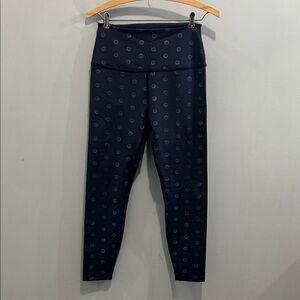 Beyond Yoga Navy High-Waist Leggings with Smiley Face Pattern Size M